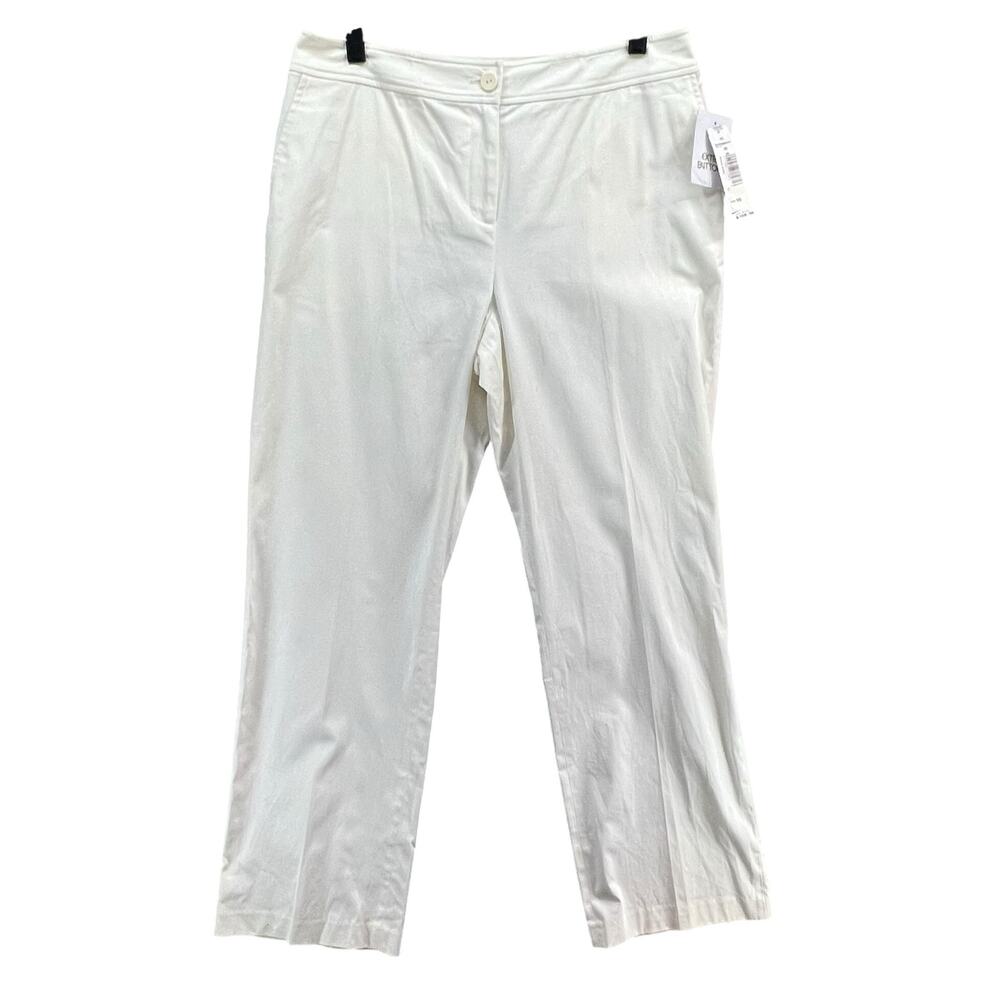 Pendleton Trousers Womens 10 White Stretch Flat Front Straight Leg Pants Coastal